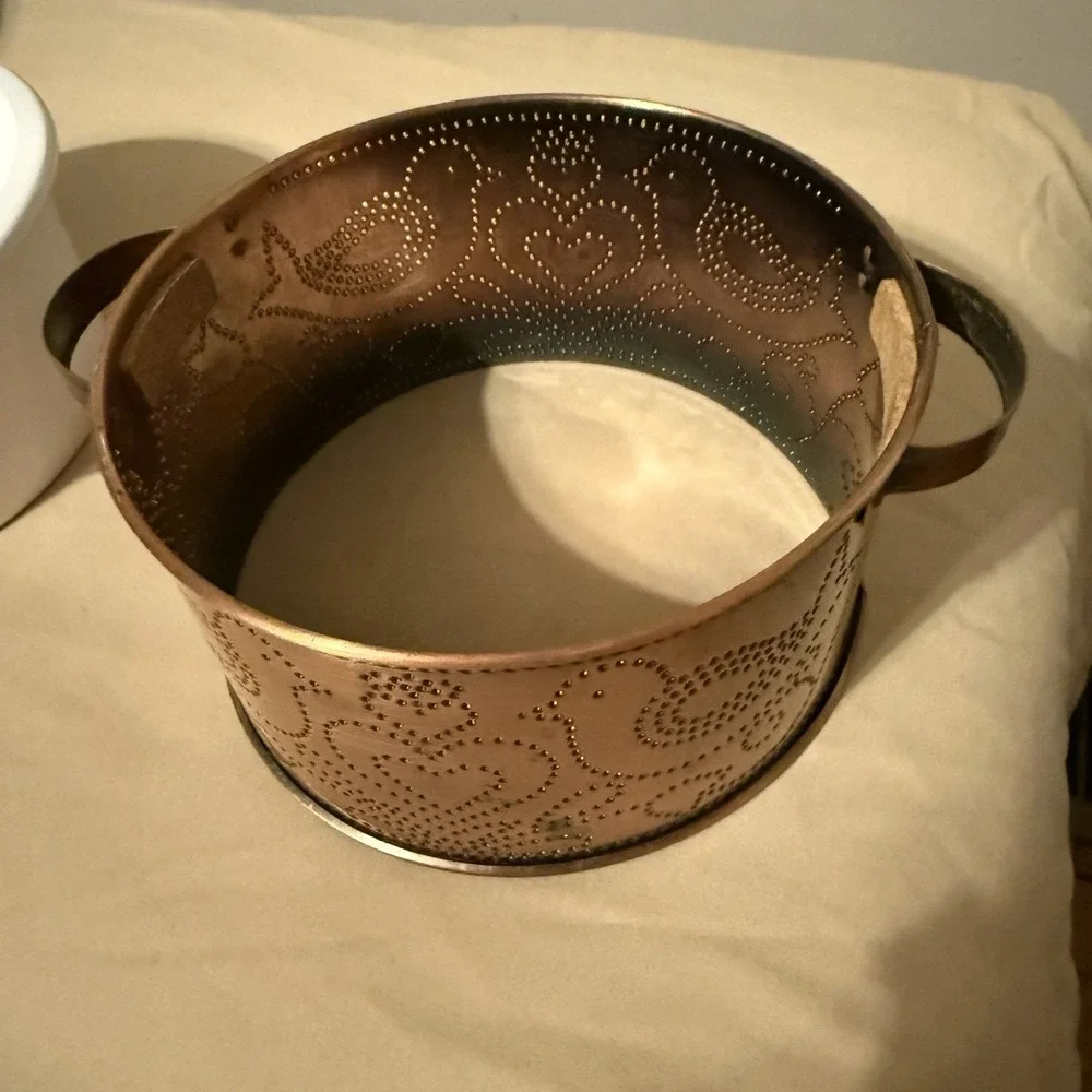 Vintage Primitive COPPER Love‎ Bird Peace Doves Casserole Bowl SET